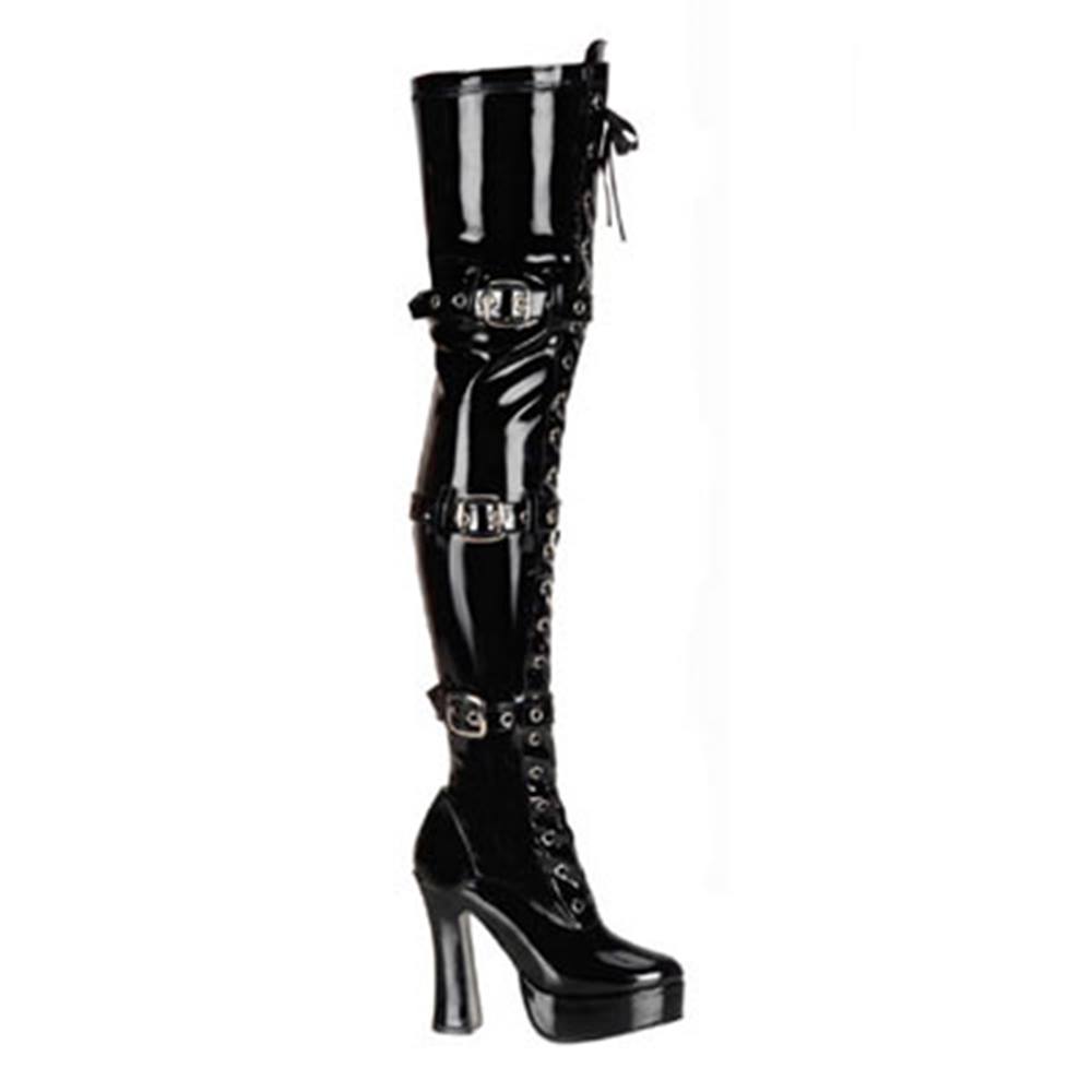 Pleaser - ELECTRA3028 Plateau overknee Laarzen - Zwart Product image